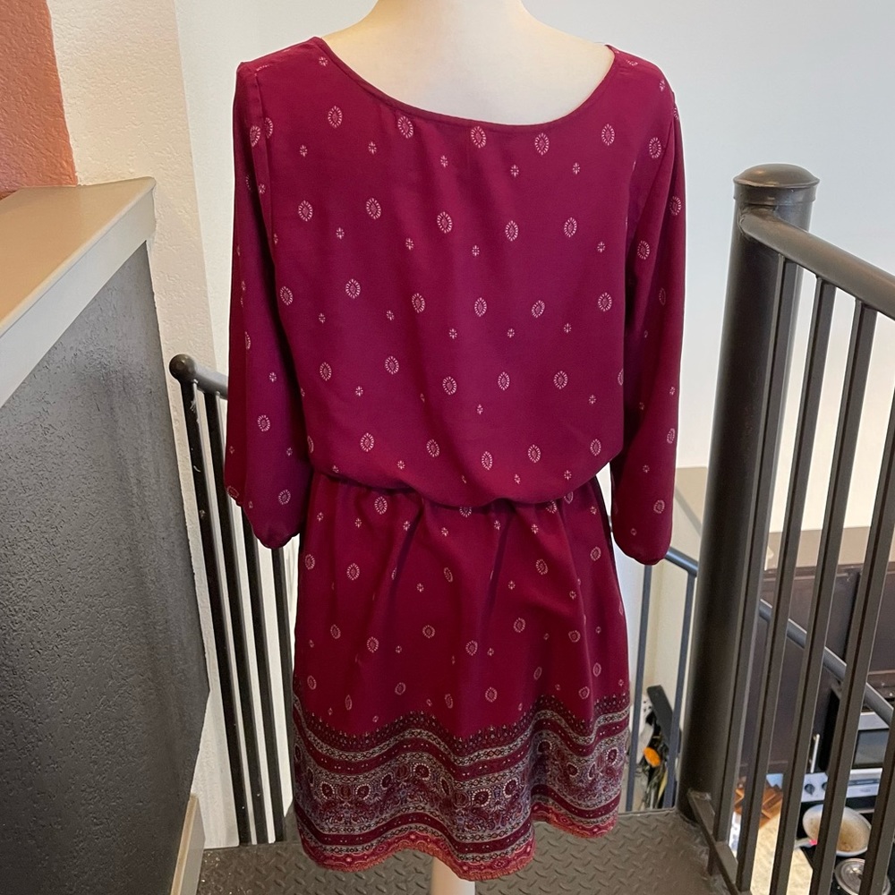 Xhilaration Long Sleeve Bohemian Dress - Picture 4 of 7